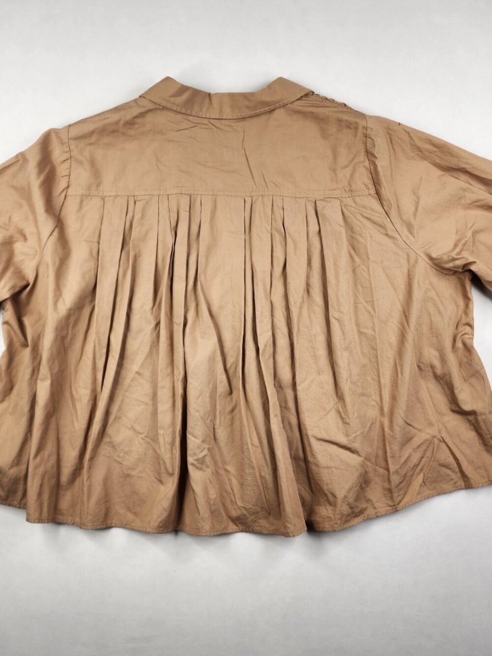 Maeve Anthropologie Women’s 2X Beige Tan Puff Sleeve Sea Breeze Blouse Top Boho - Picture 6 of 12